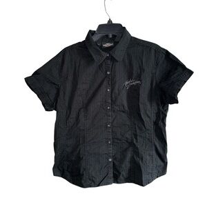 Harley-Davidson Women’s Black Short Sleeve Back Tie Shirt Size XL